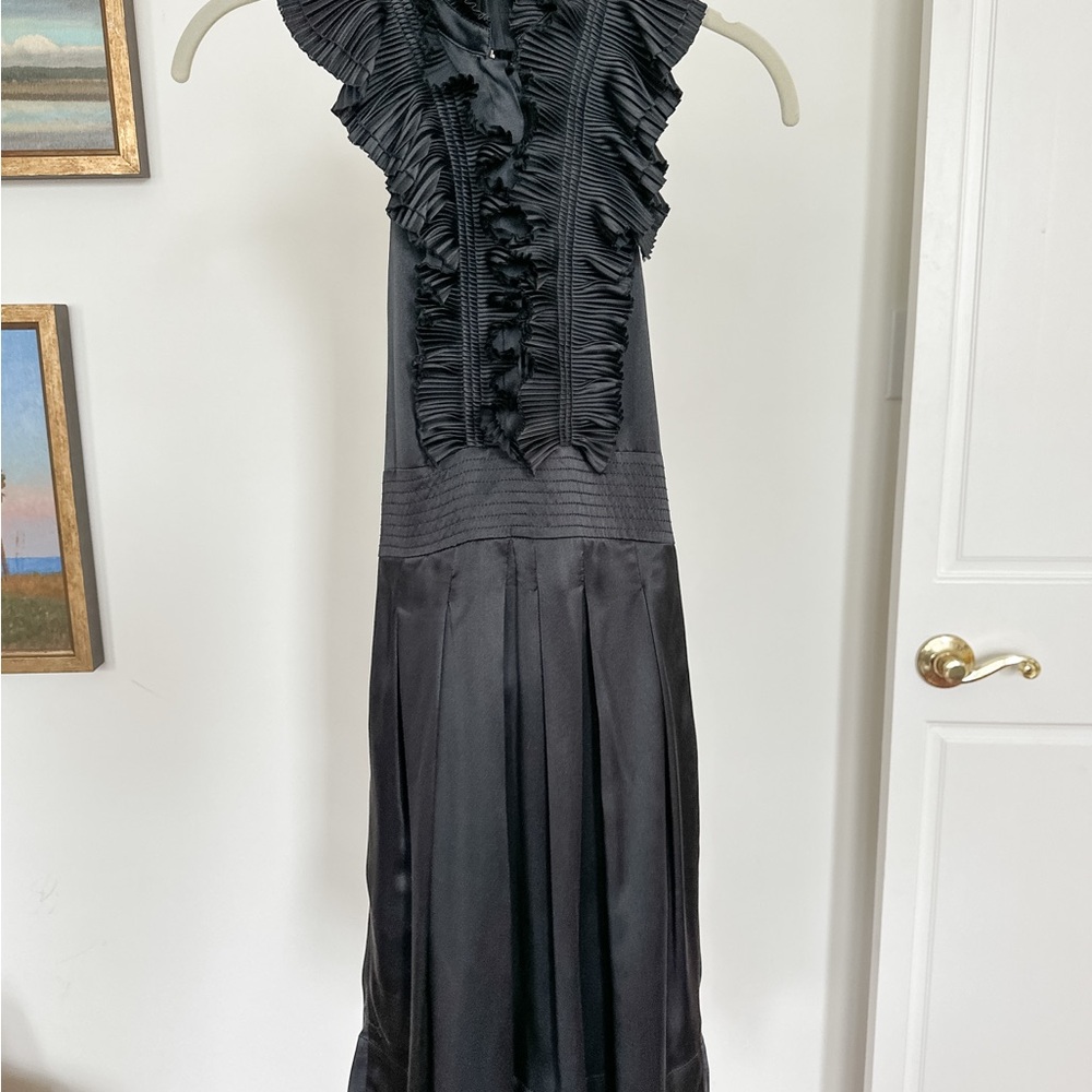 BCBGMAXAZRIA Black Tuxedo-Style Halter Cocktail Dress – Size 0